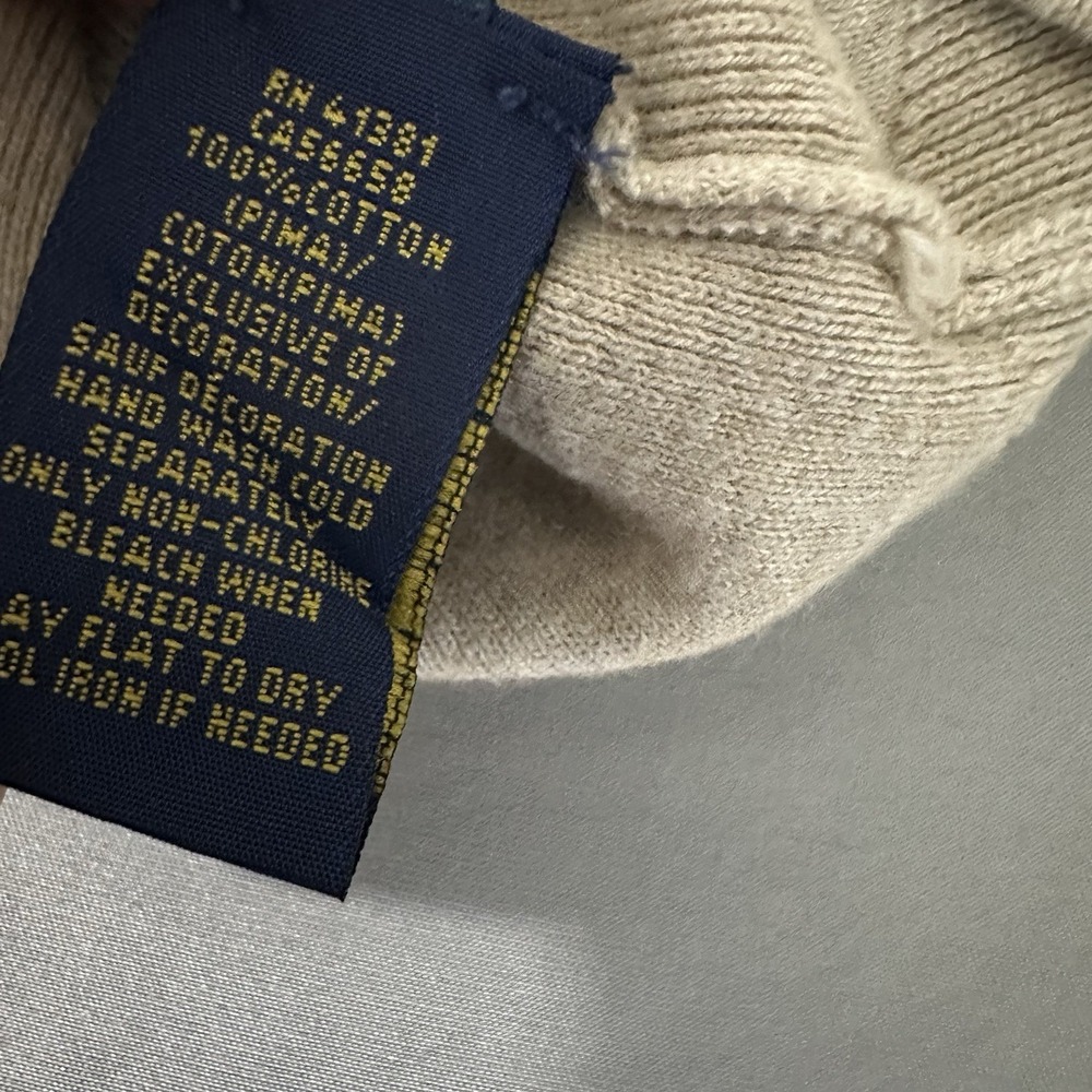 Polo Ralph Lauren Sweater Mens 3XLT Beige V-Neck 100% Pima Cotton Pony Preppy - Picture 7 of 8